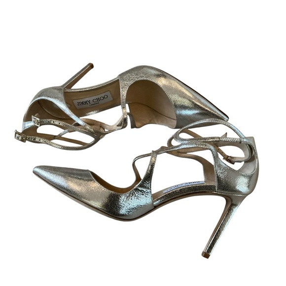 Jimmy Choo Azia silver metallic leather pumps size 41 - Picture 5 of 11